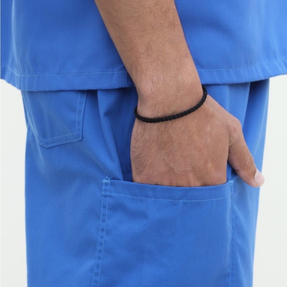 Unisex Blue Scrub Pants with Pockets, Red Panda, straight cut